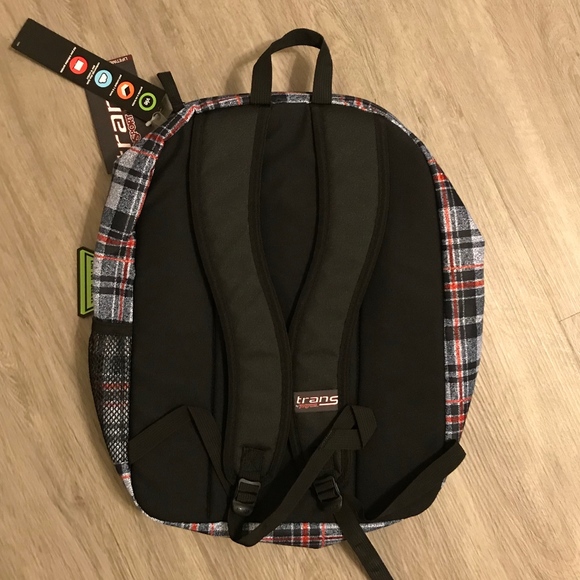 NWT Trans by Jansport Supermax Blue Plaid Backpack - Picture 2 of 3